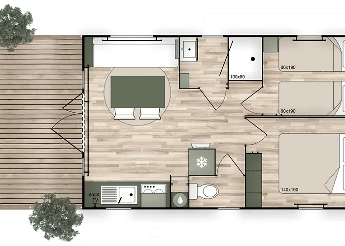 Kemping Mobile Avec Terrasse A - Api-1-52-1049